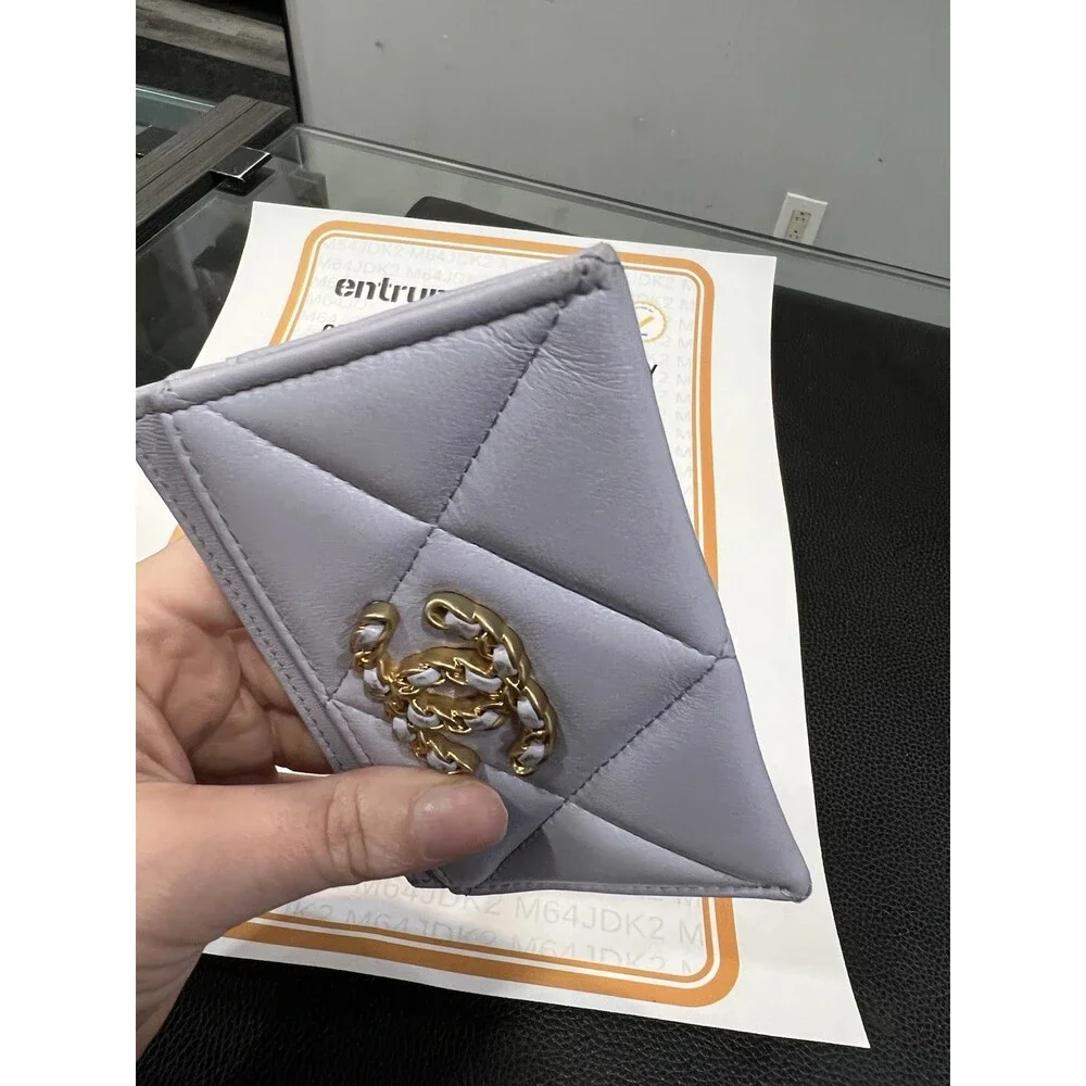 Chanel 19 Lavender Gold Card Case With Authenticity